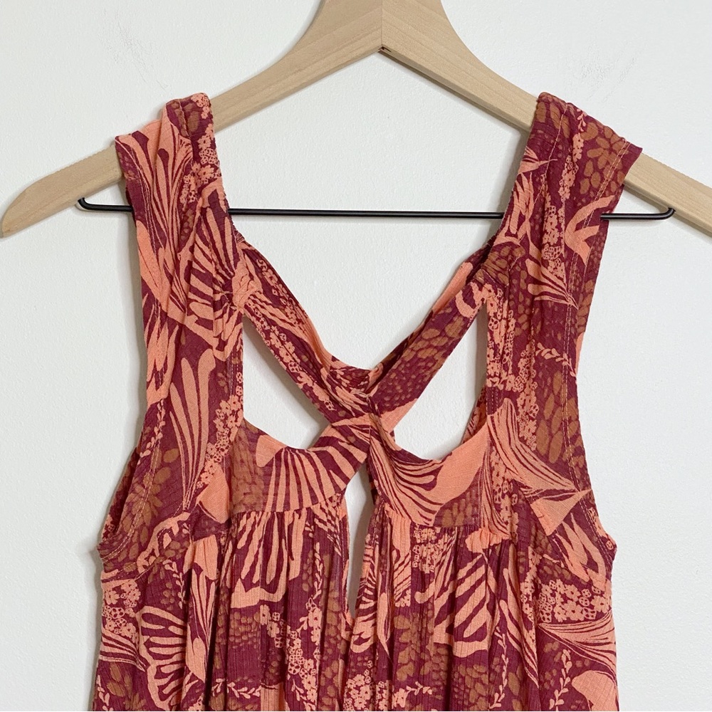 Free People Floral Crisscross Sleeveless Tank Top Flowy - Size Small - Picture 4 of 11